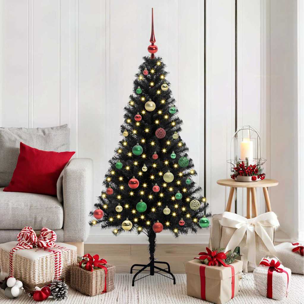 Weihnachtsbaum Mit 300 Leds Mit Ständer Pvc Schwarz