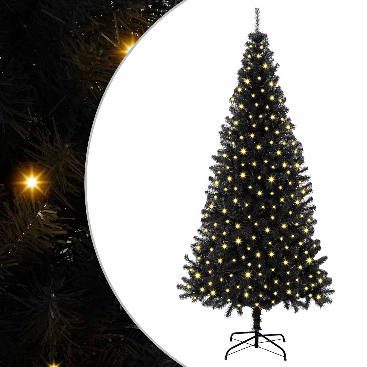 Weihnachtsbaum Mit 300 Leds Mit Ständer Pvc Schwarz