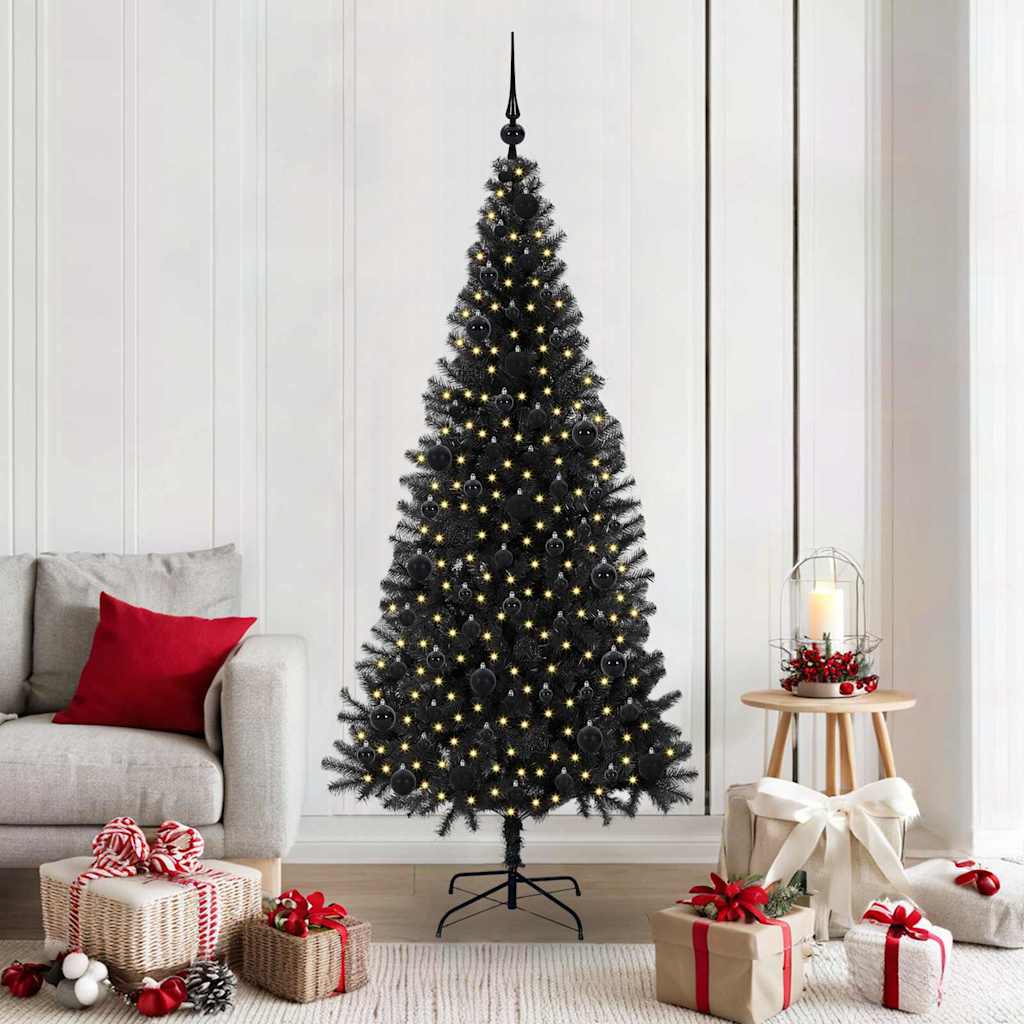 Weihnachtsbaum Mit 300 Leds Mit Ständer Pvc Schwarz