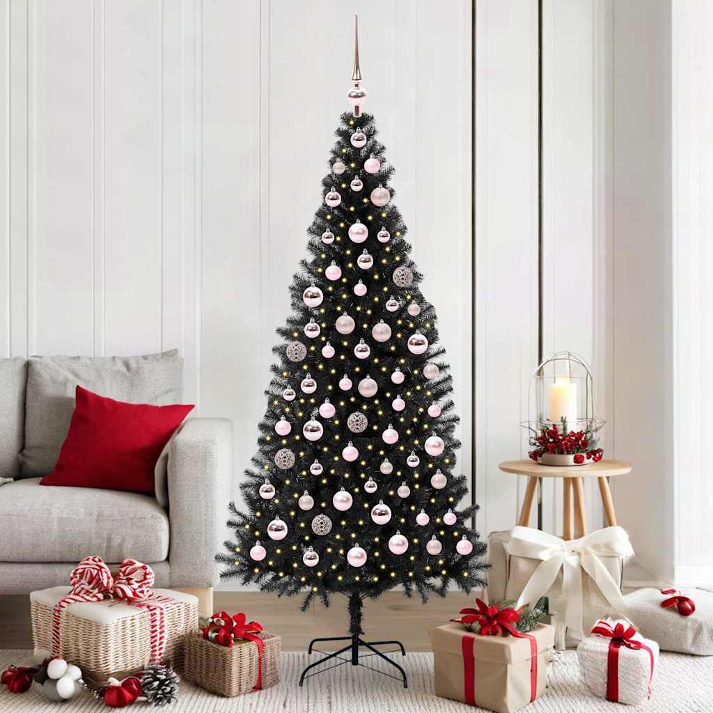 Weihnachtsbaum Mit 300 Leds Mit Ständer Pvc Schwarz