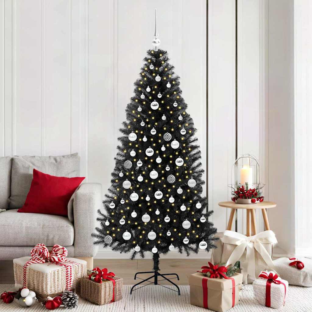 Weihnachtsbaum Mit 300 Leds Mit Ständer Pvc Schwarz