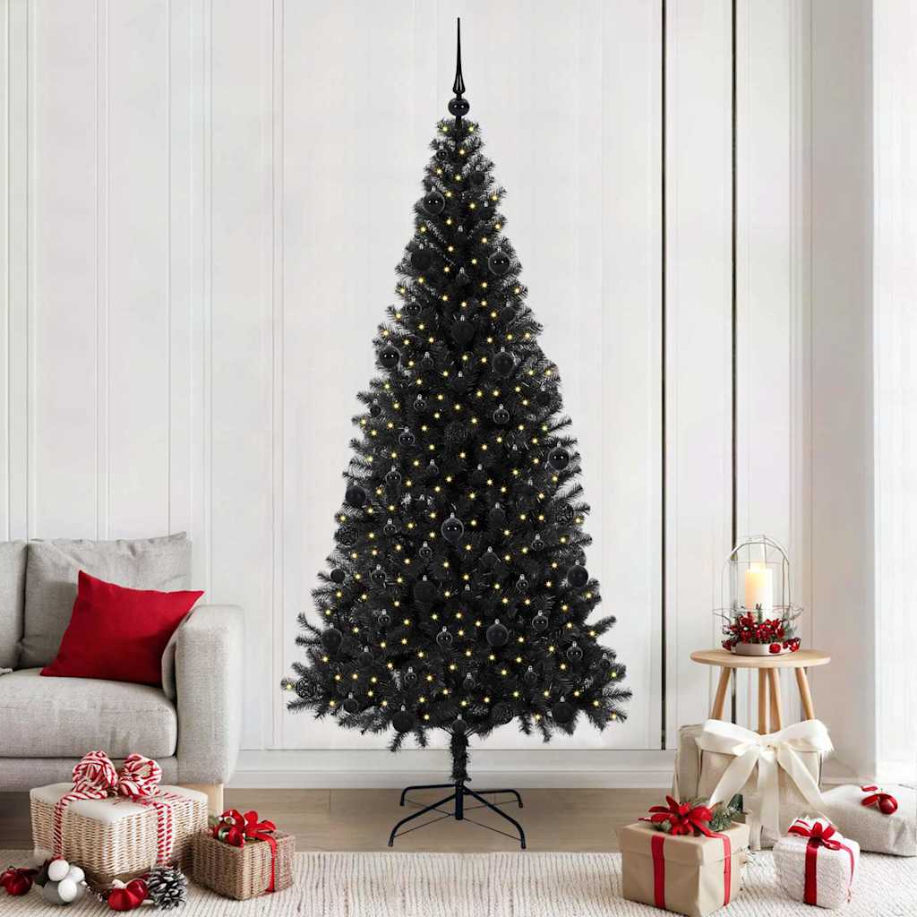 Weihnachtsbaum Mit 300 Leds Mit Ständer Pvc Schwarz