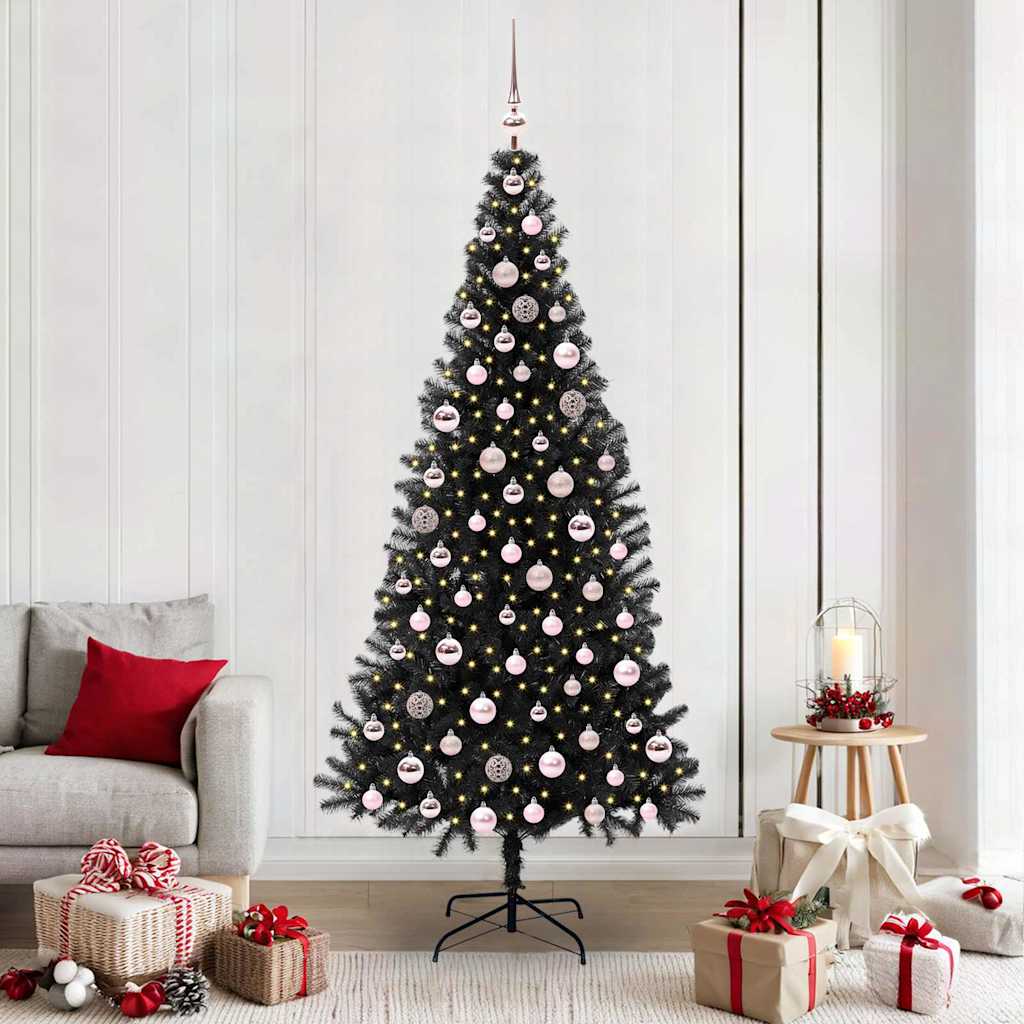 Weihnachtsbaum Mit 300 Leds Mit Ständer Pvc Schwarz