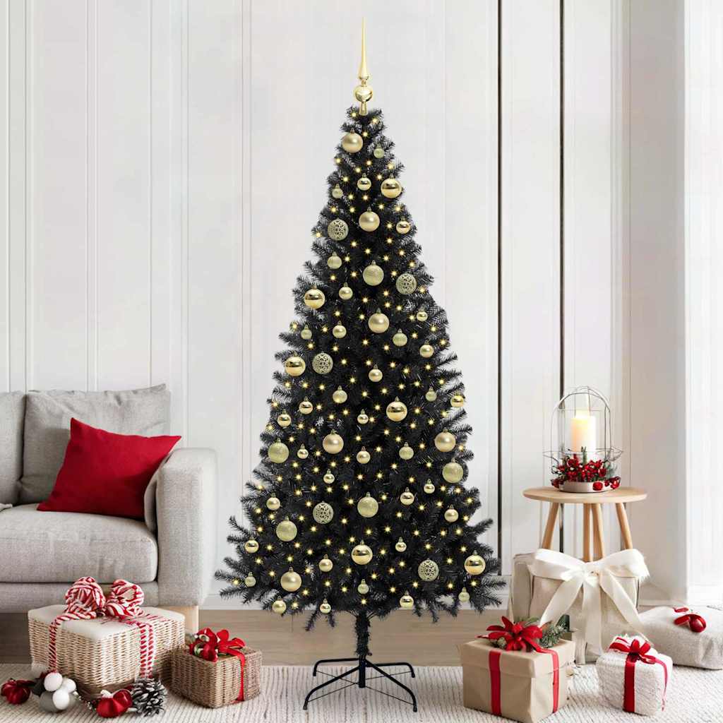 Weihnachtsbaum Mit 300 Leds Mit Ständer Pvc Schwarz
