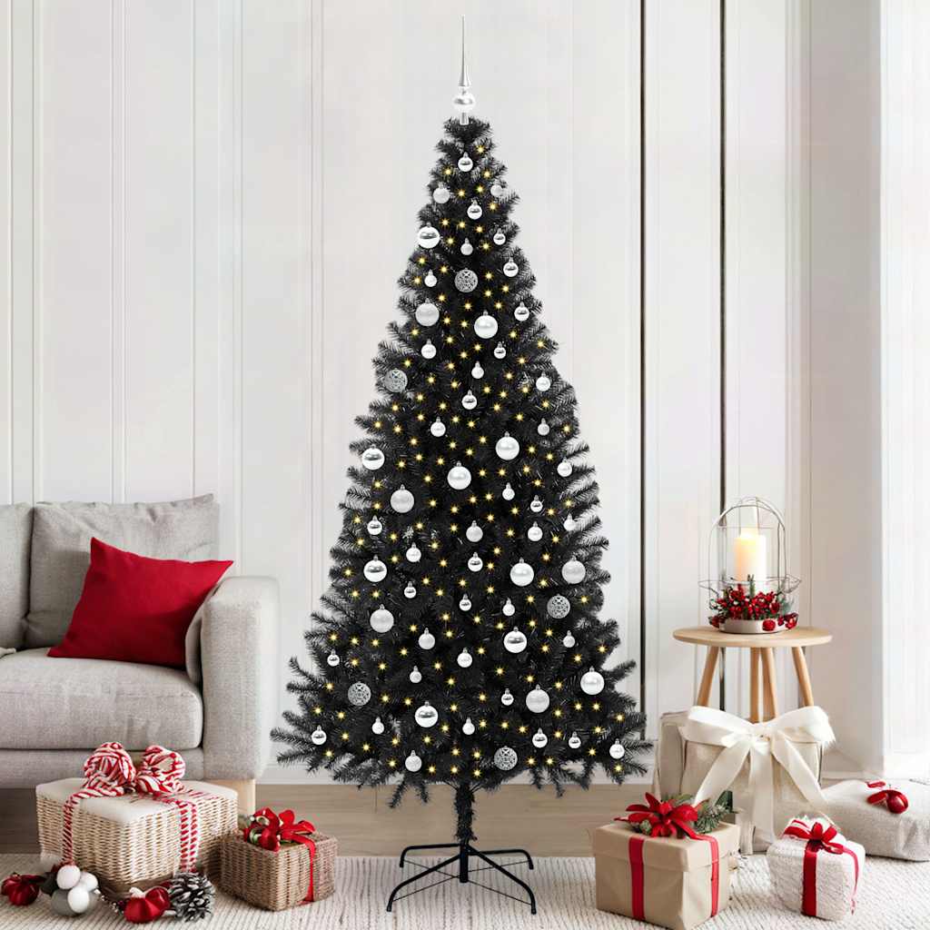 Weihnachtsbaum Mit 300 Leds Mit Ständer Pvc Schwarz