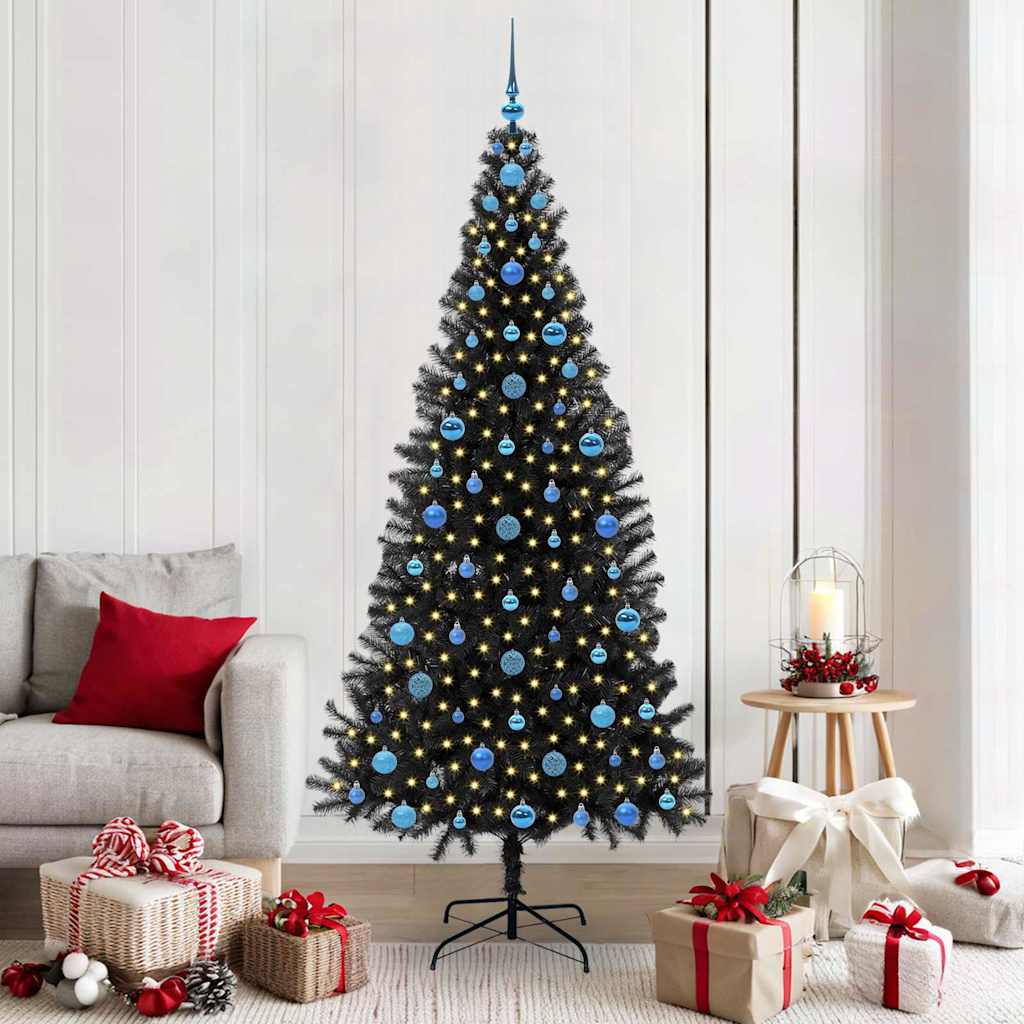 Weihnachtsbaum Mit 300 Leds Mit Ständer Pvc Schwarz