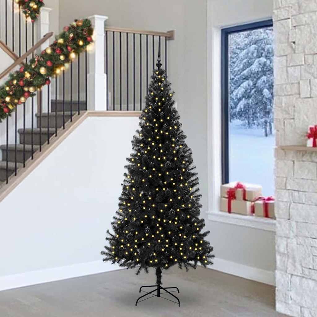 Weihnachtsbaum Mit 300 Leds Mit Ständer Pvc Schwarz