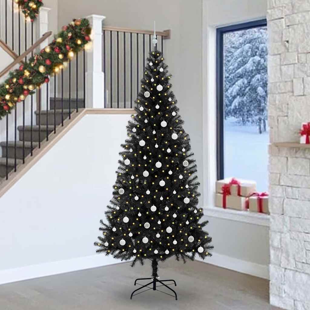 Weihnachtsbaum Mit 300 Leds Mit Ständer Pvc Schwarz