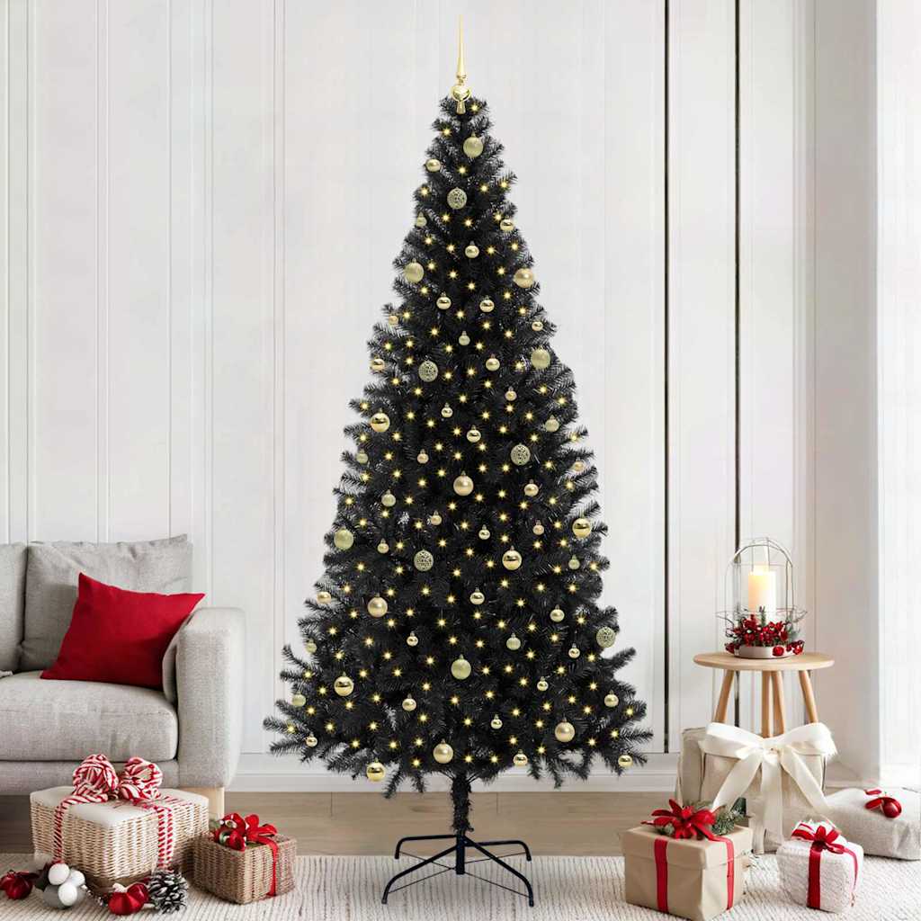 Weihnachtsbaum Mit 300 Leds Mit Ständer Pvc Schwarz