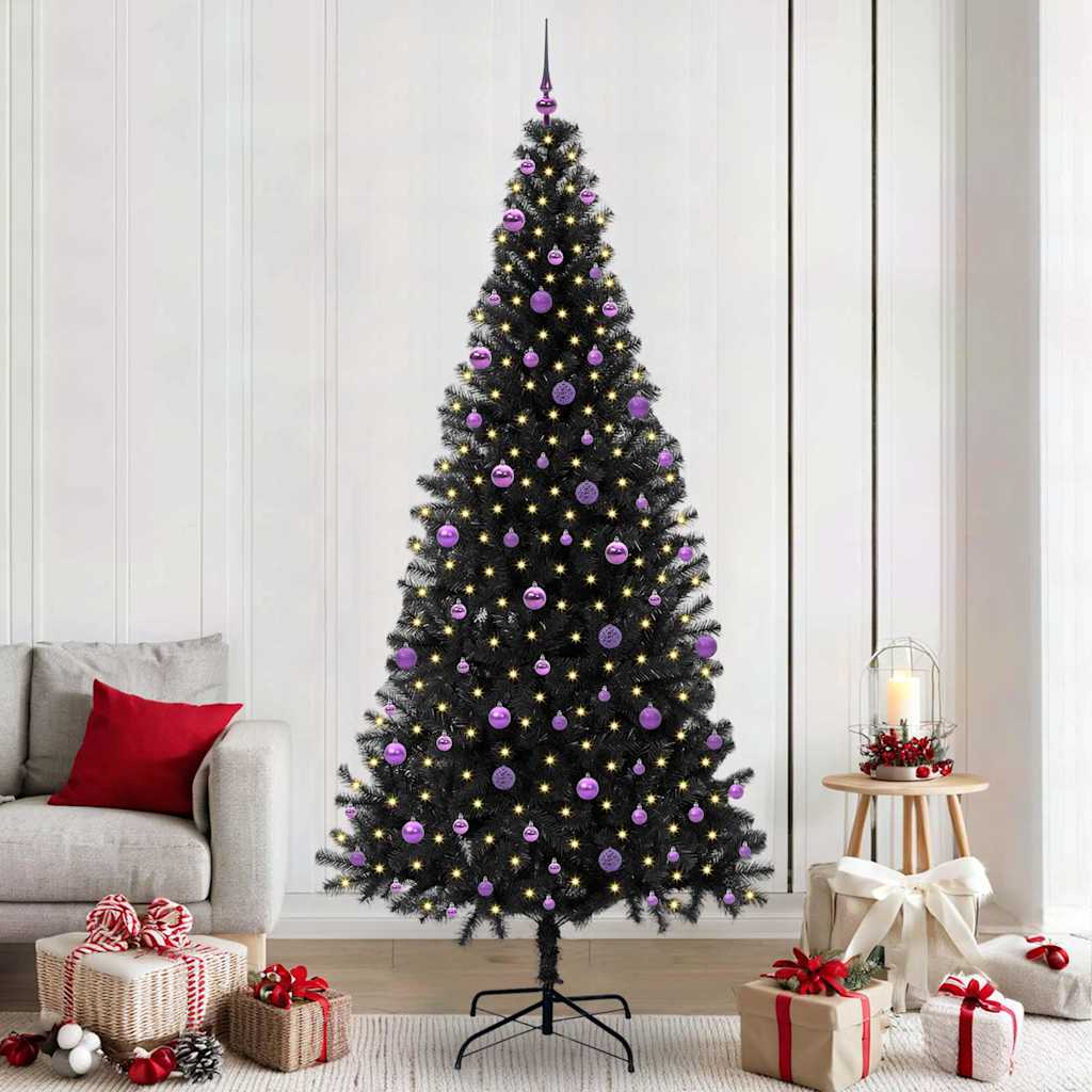 Weihnachtsbaum Mit 300 Leds Mit Ständer Pvc Schwarz