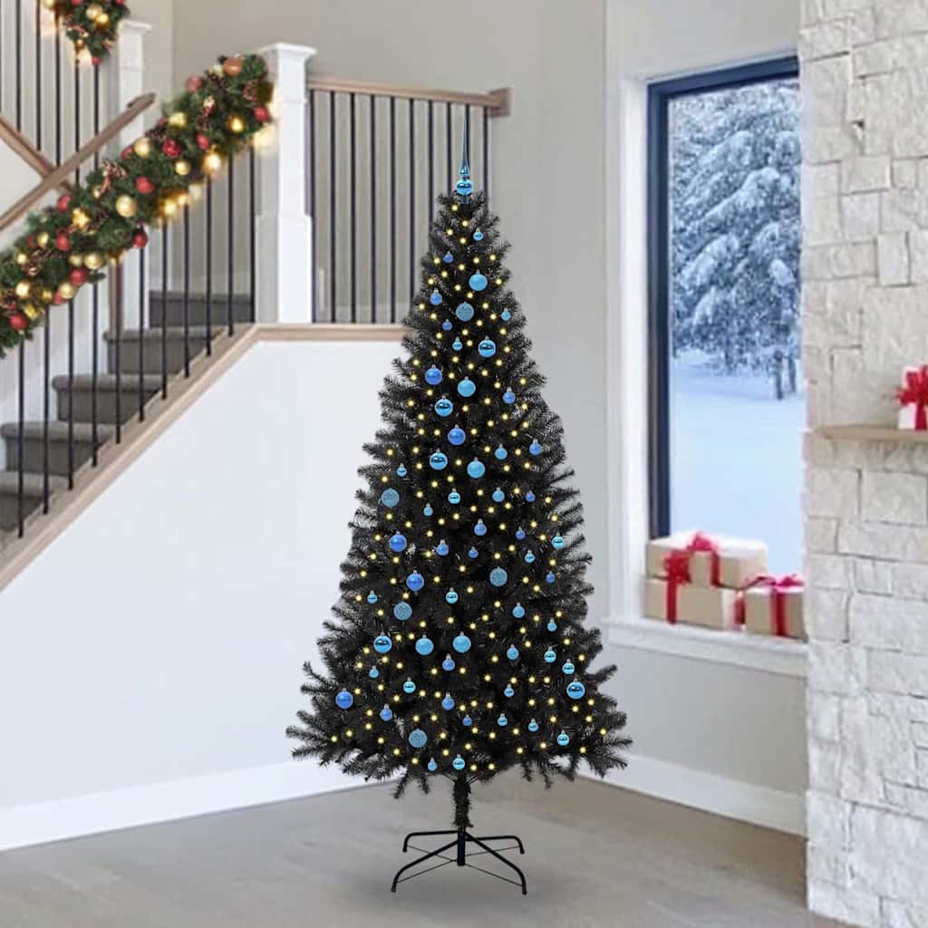 Weihnachtsbaum Mit 300 Leds Mit Ständer Pvc Schwarz