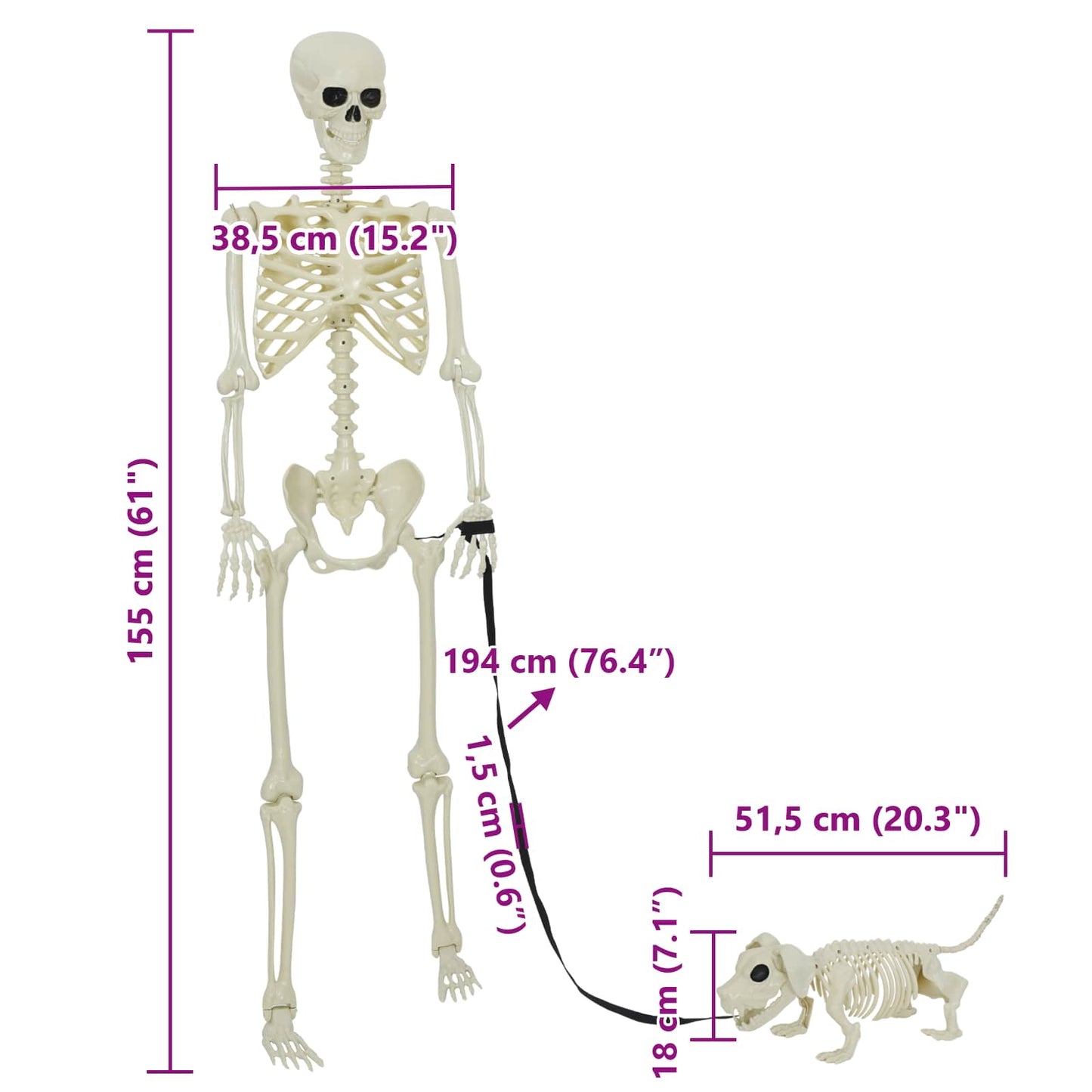 Halloween Dekoskelett 2 Pcs Weiß Polypropylen