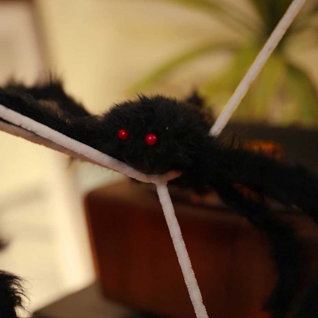 Halloween-Spinnendekoration Mit Netzen 4 Pcs Schwarz Und Weiß