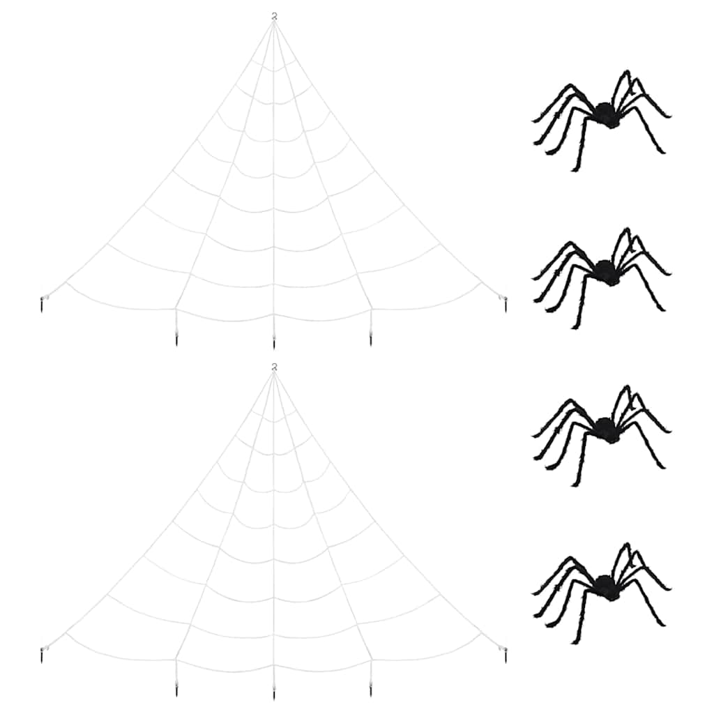 Halloween-Spinnendekoration Mit Netzen 4 Pcs Schwarz Und Weiß