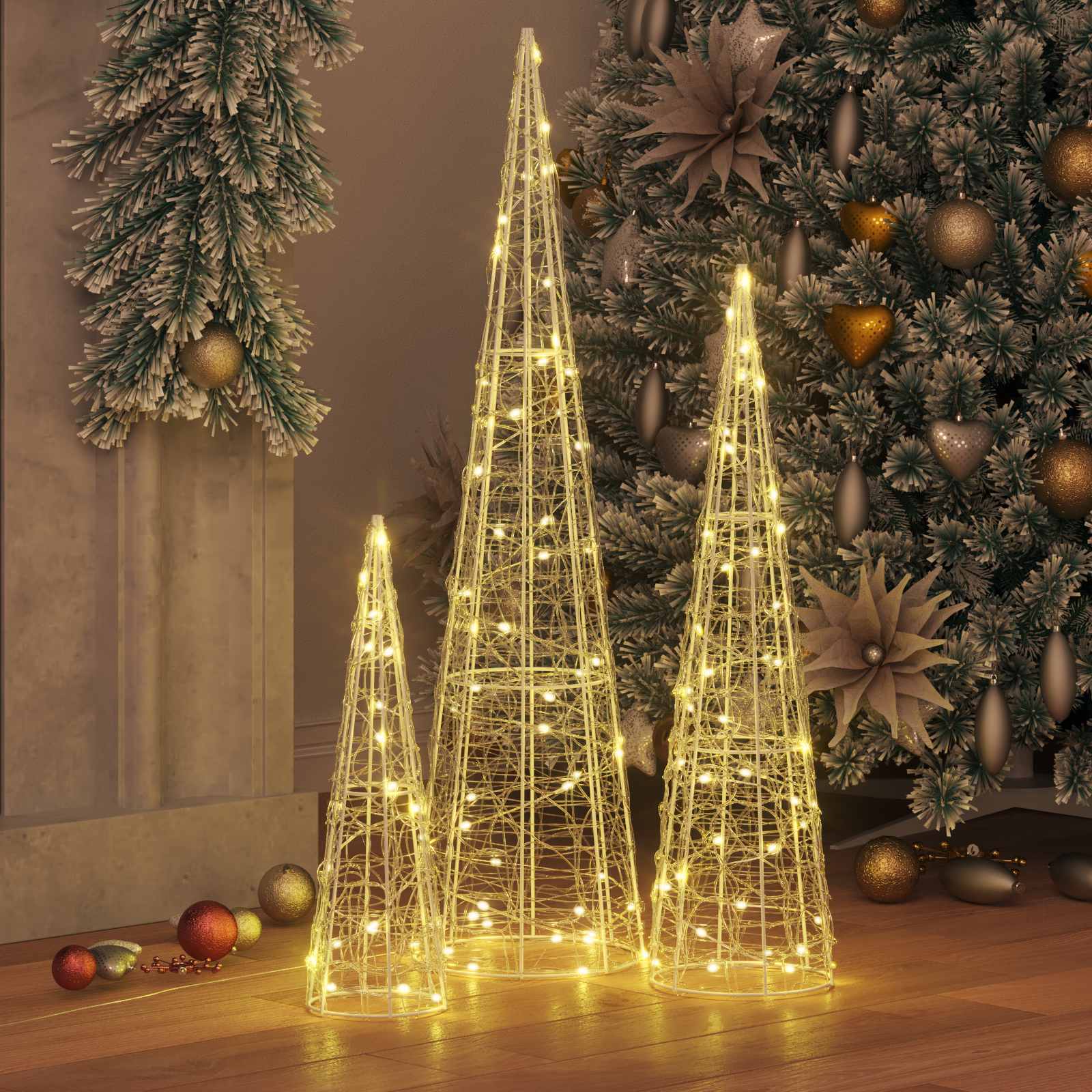 Weihnachtsbaum Mit 90 Leds 3 Pcs 20 X 20 X 80 Cm Acryl