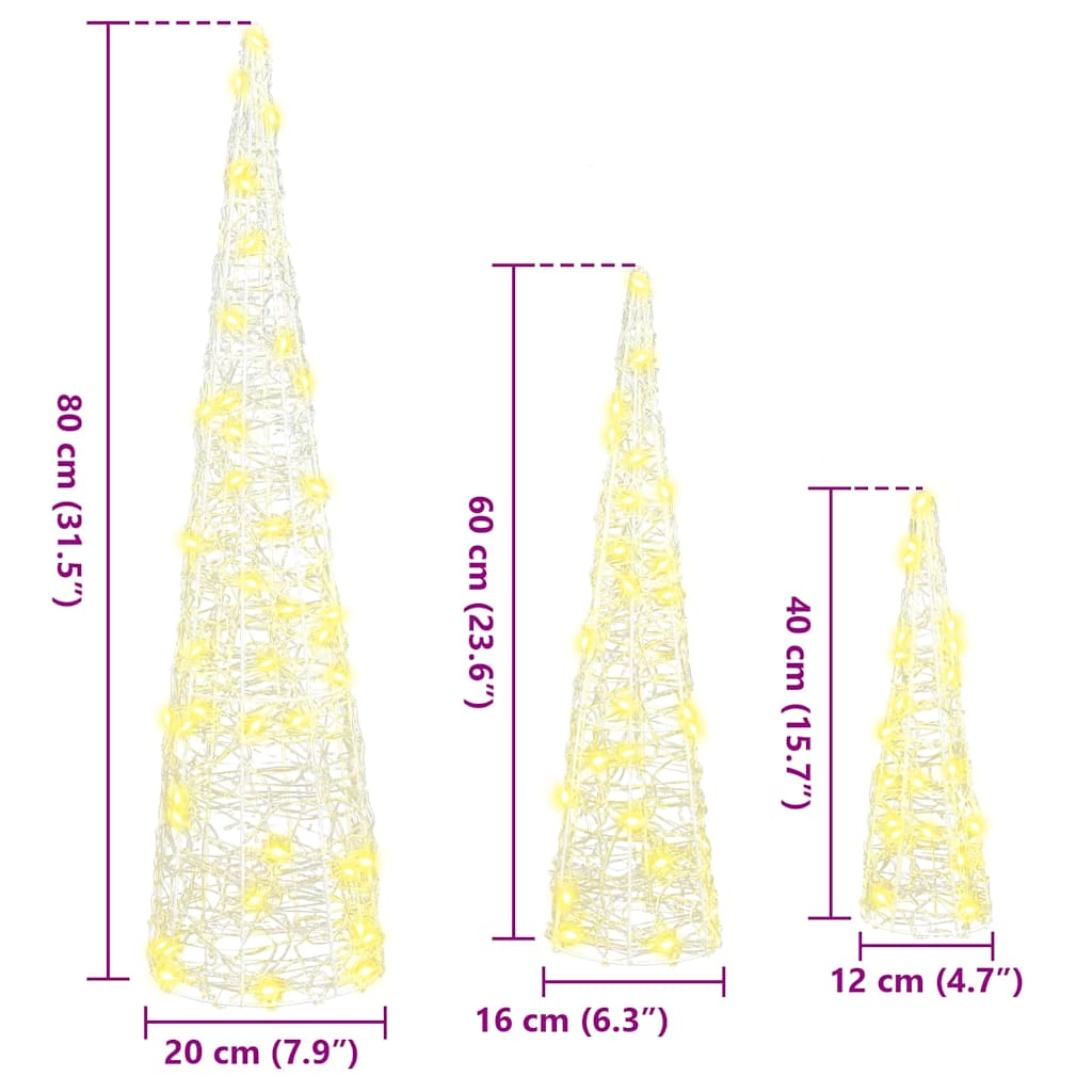 Weihnachtsbaum Mit 90 Leds 3 Pcs 20 X 20 X 80 Cm Acryl