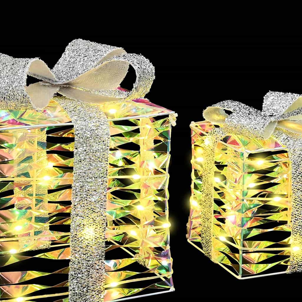 Geschenkbox Mit 60 Leds 3 Pcs Warmweiß 20 X 20 X 20 Cm Pet
