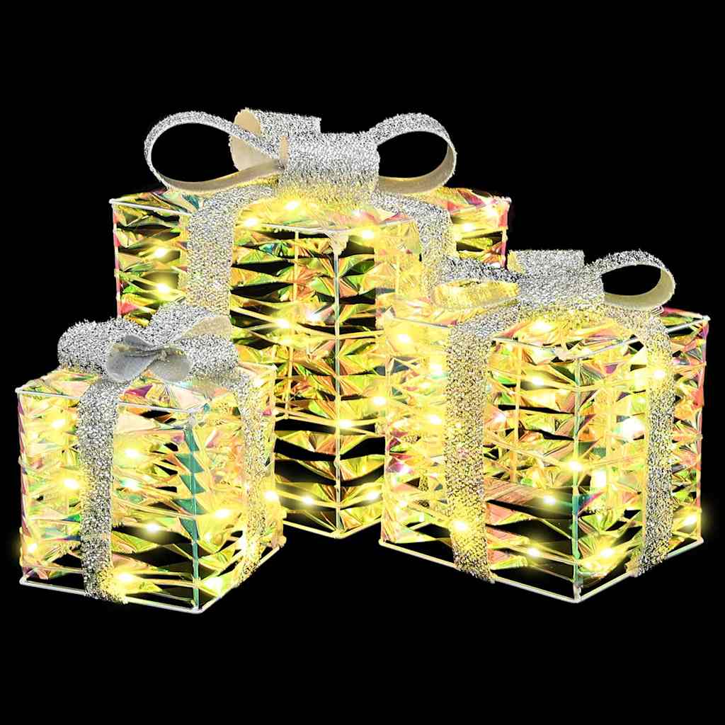 Geschenkbox Mit 60 Leds 3 Pcs Warmweiß 20 X 20 X 20 Cm Pet