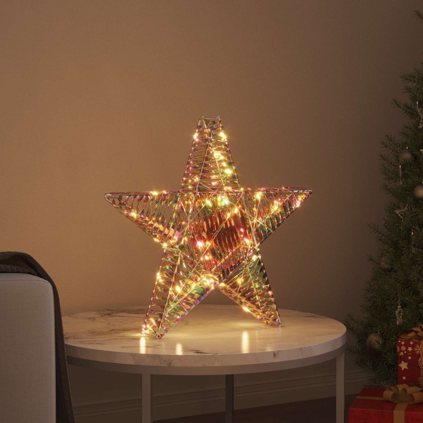 3D Stern Mit 50 Leds Warmweiß 55 X 52,5 X 9 Cm Pet