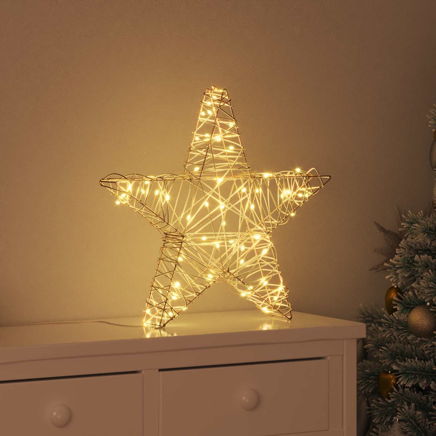 3D Stern Mit 50 Leds Warmweiß 55 X 52,5 X 9 Cm Pet