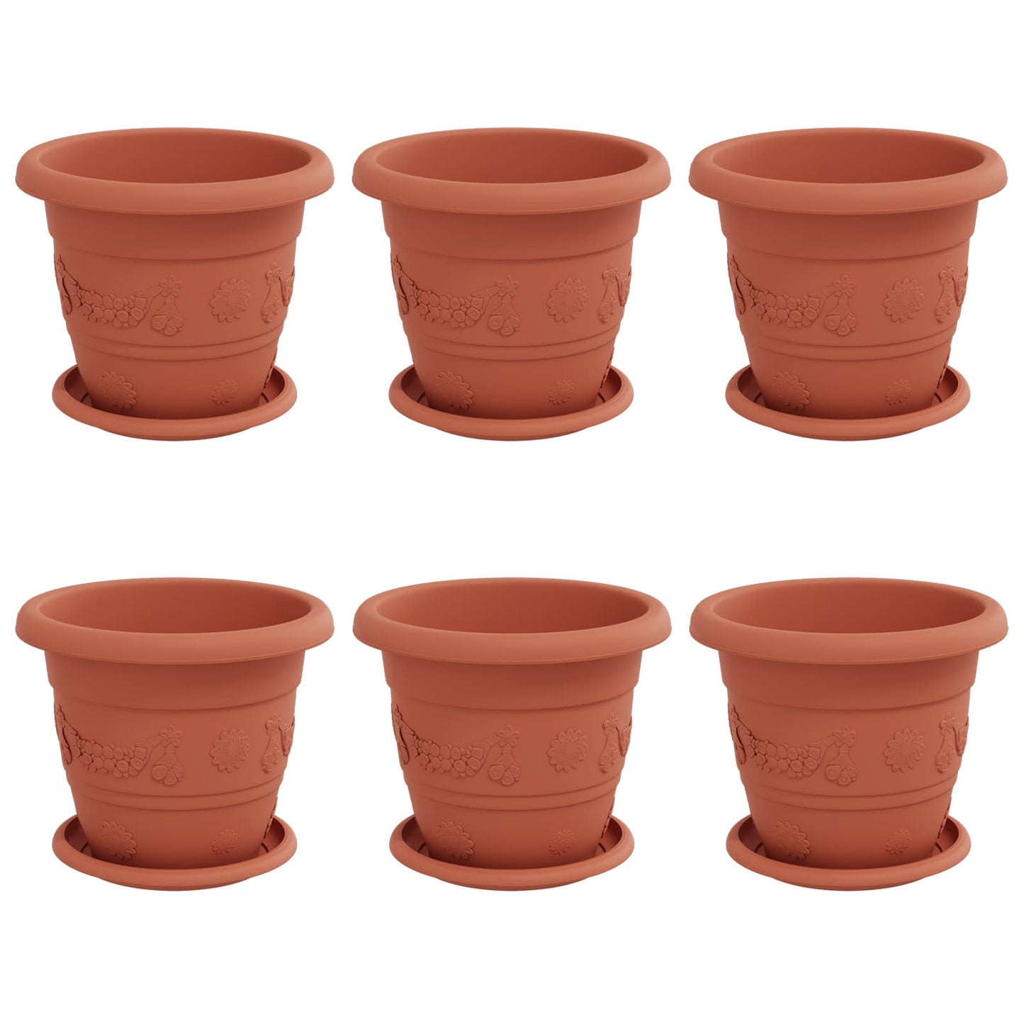 Blumentöpfe 6 Pcs Ø 22 X 18 Cm Kunststoff