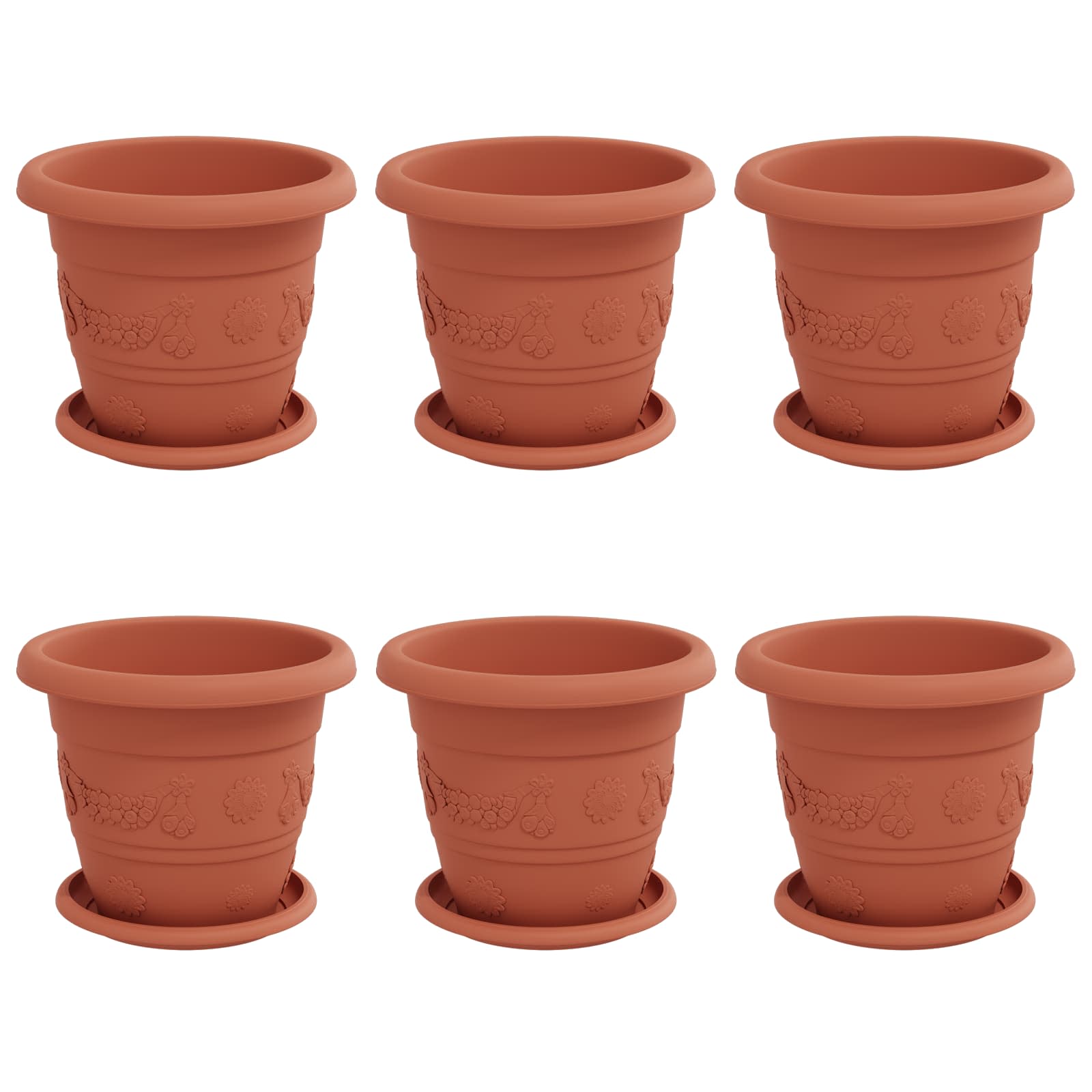 Blumentöpfe 6 Pcs Ø 22 X 18 Cm Kunststoff