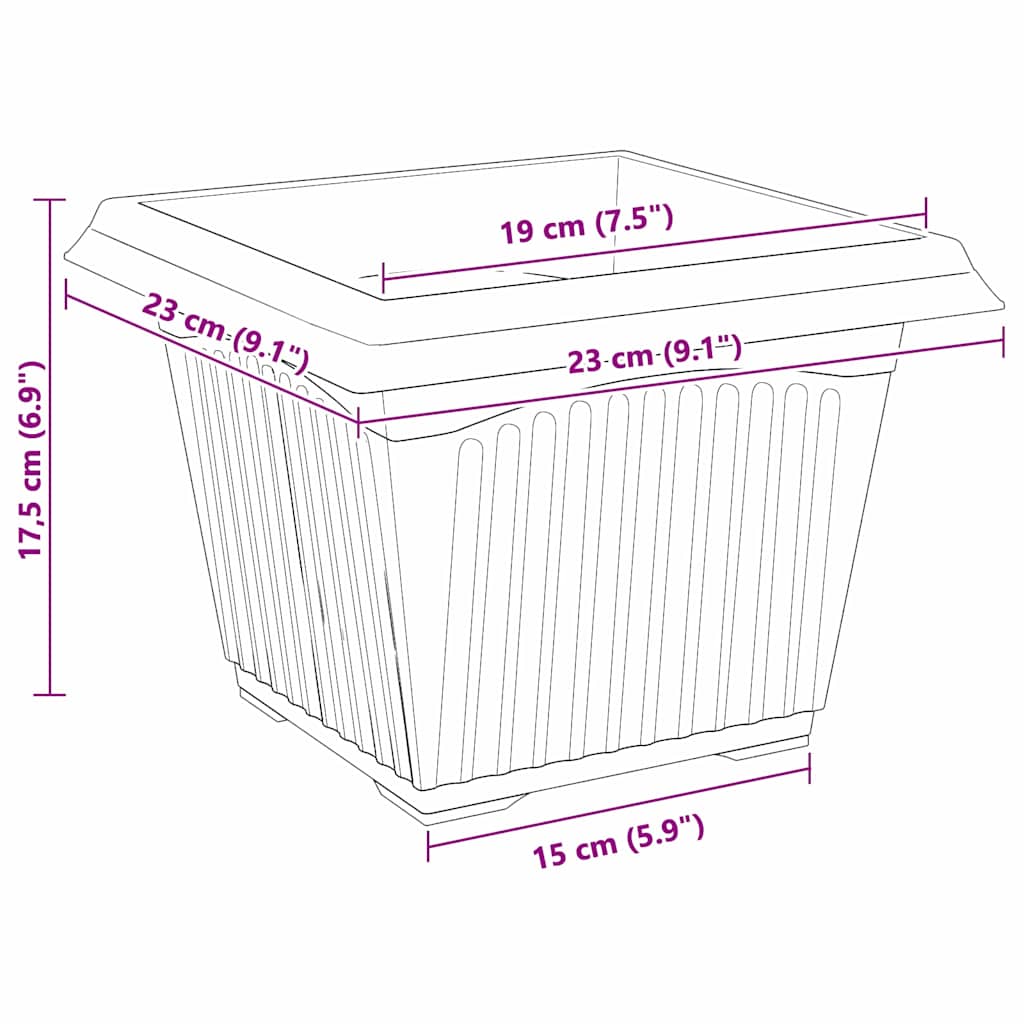 Blumentöpfe 6 Pcs 23 X 23 X 17,5 Cm Kunststoff