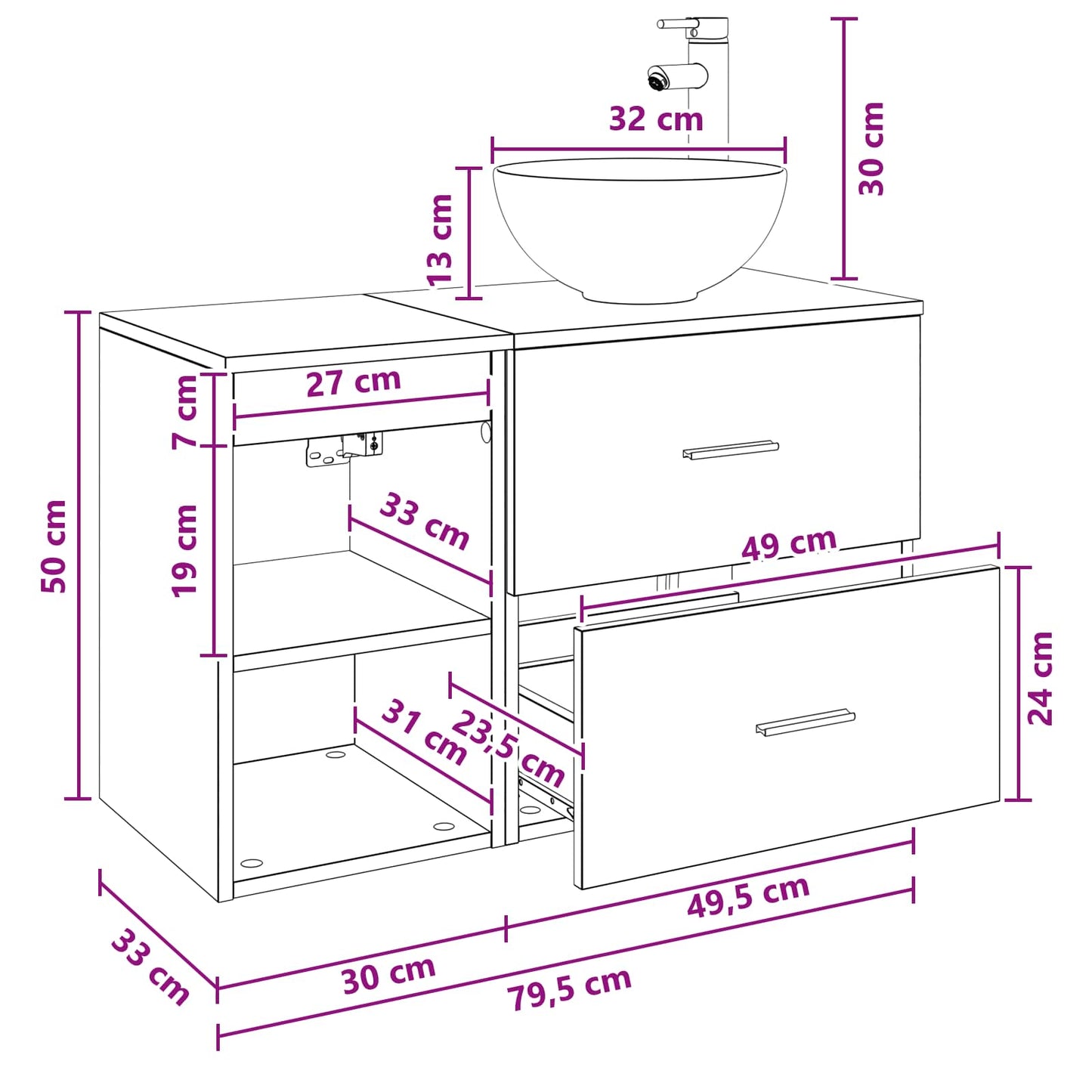 Badezimmermöbel-Set 2 Pcs Holzwerkstoff