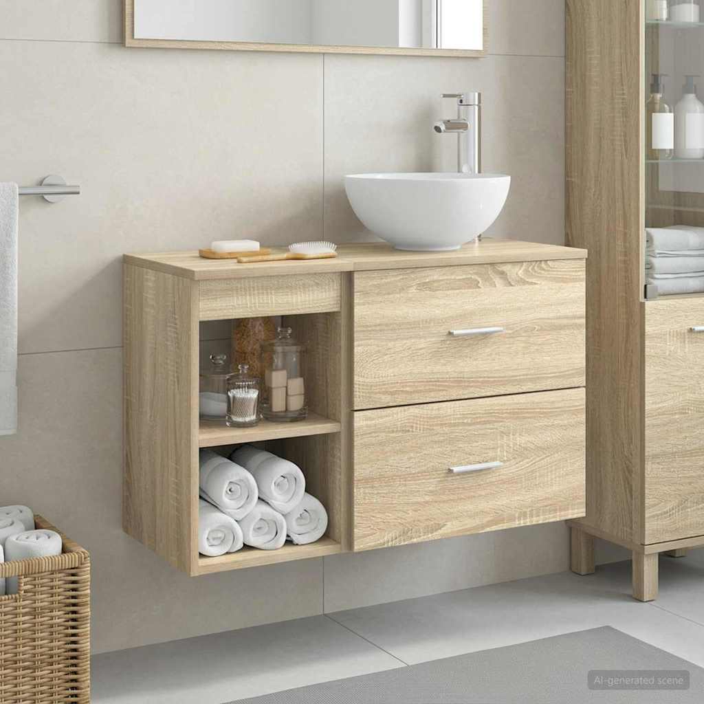 Badezimmermöbel-Set 2 Pcs Holzwerkstoff