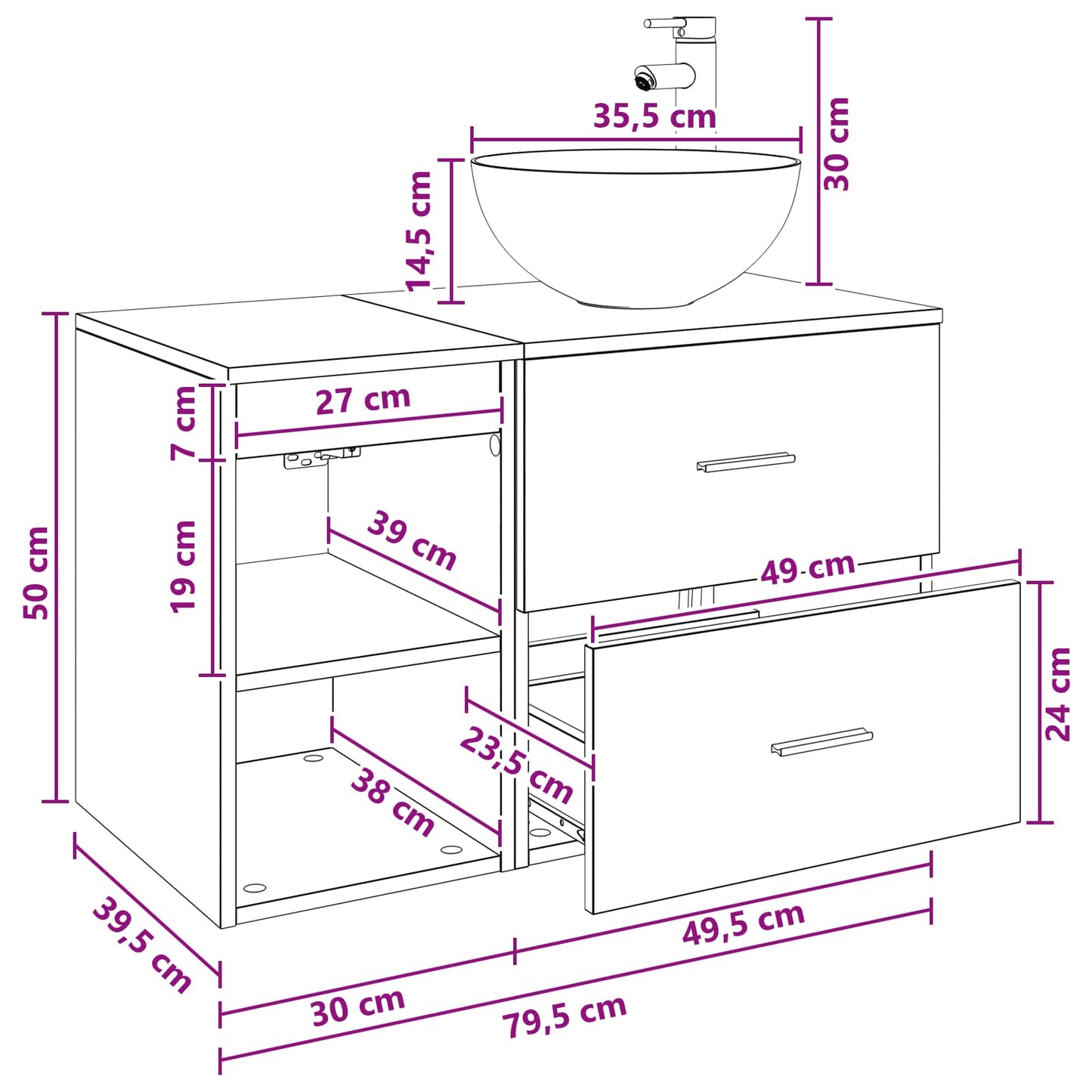 Badezimmermöbel-Set 2 Pcs Holzwerkstoff