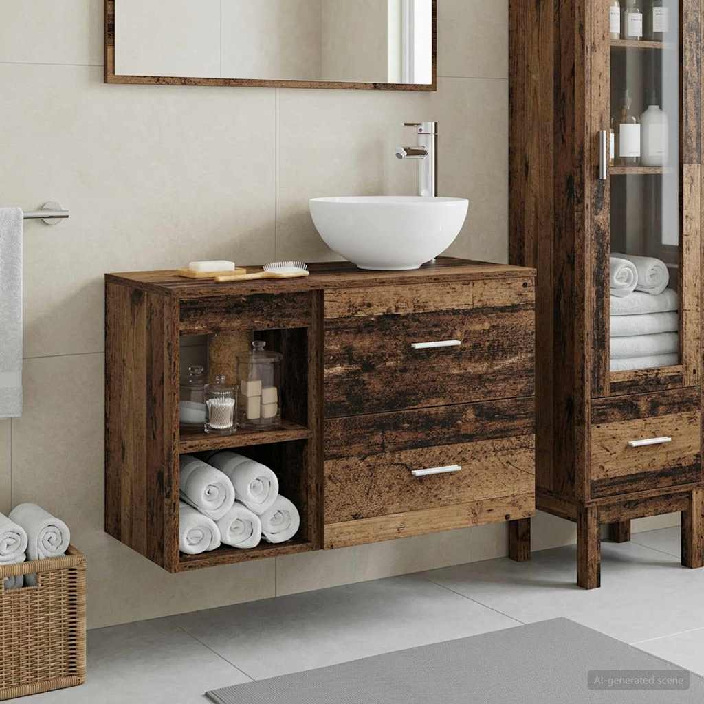 Badezimmermöbel-Set 2 Pcs Holzwerkstoff