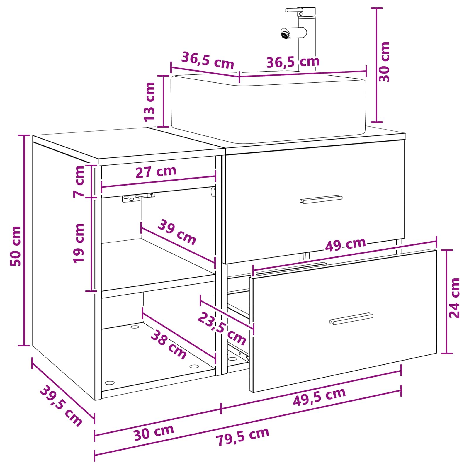 Badezimmermöbel-Set 2 Pcs Holzwerkstoff