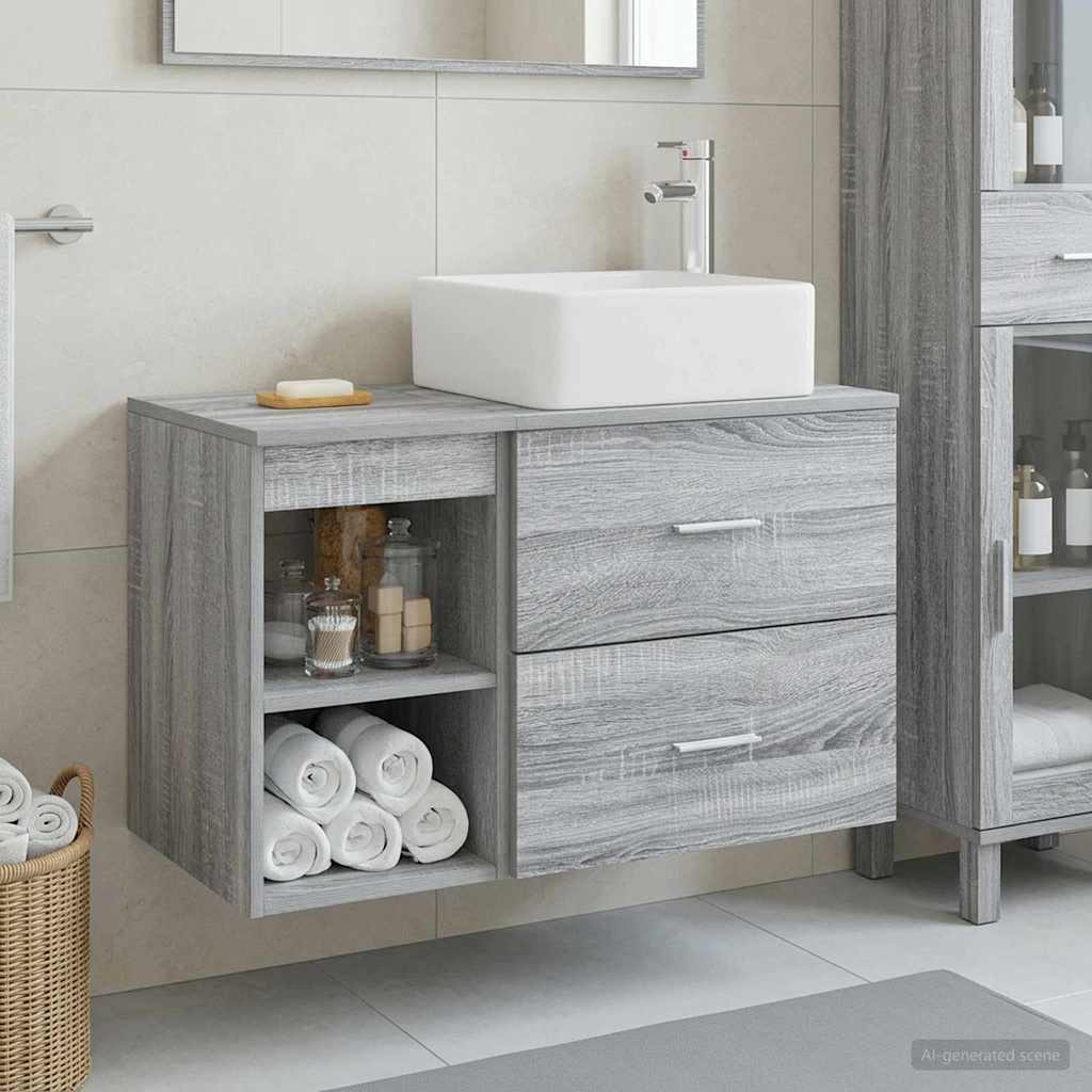 Badezimmermöbel-Set 2 Pcs Holzwerkstoff