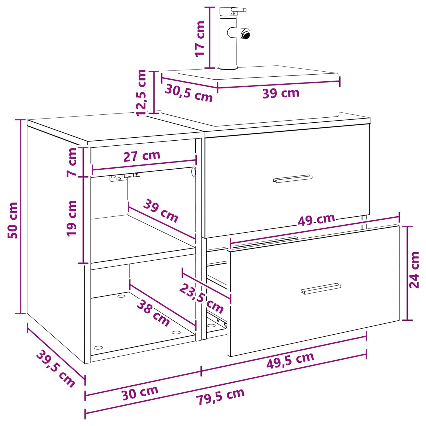 Badezimmermöbel-Set 2 Pcs Holzwerkstoff