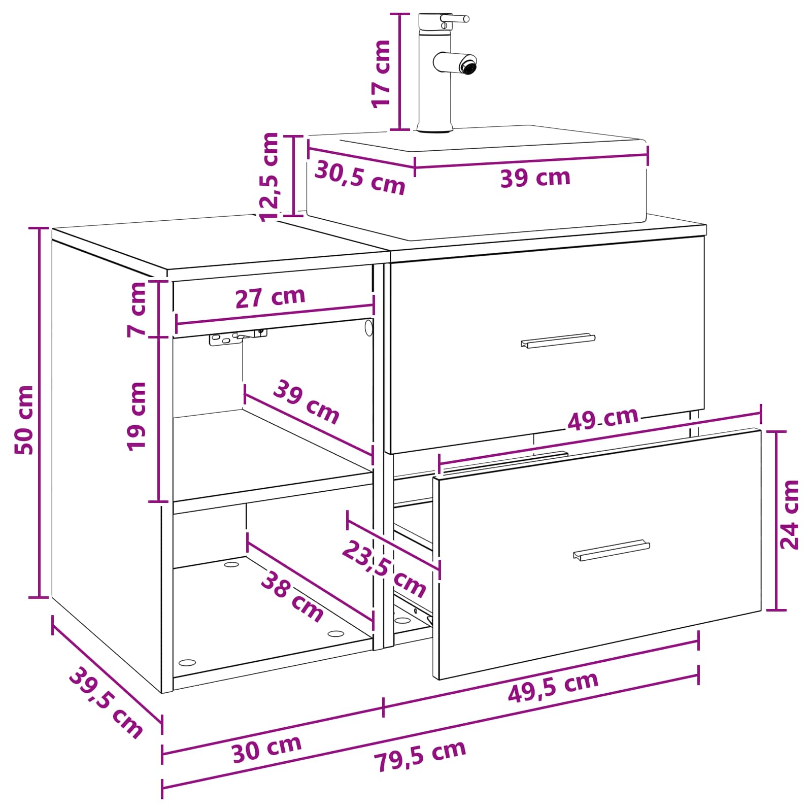 Badezimmermöbel-Set 2 Pcs Holzwerkstoff