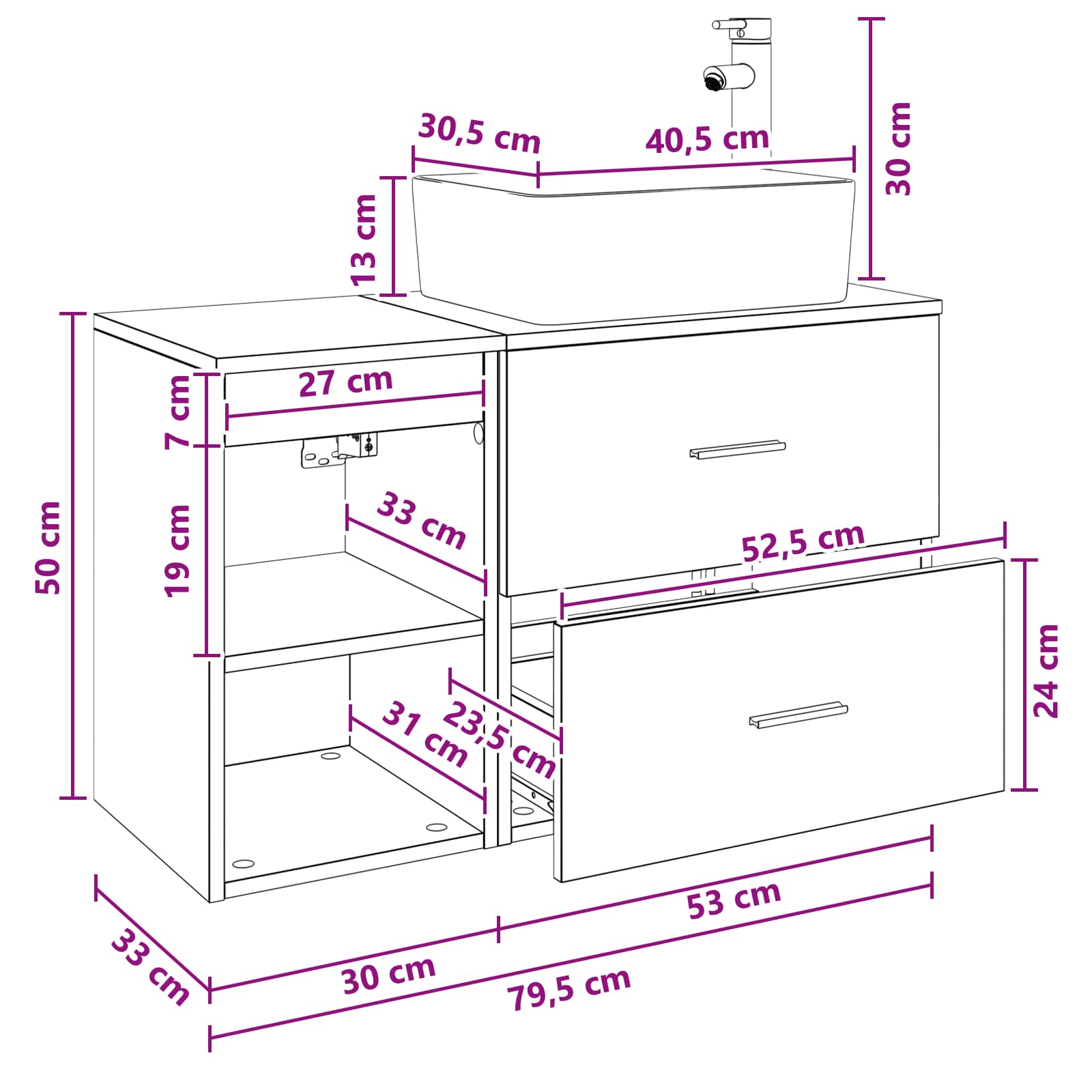 Badezimmermöbel-Set 2 Pcs Holzwerkstoff