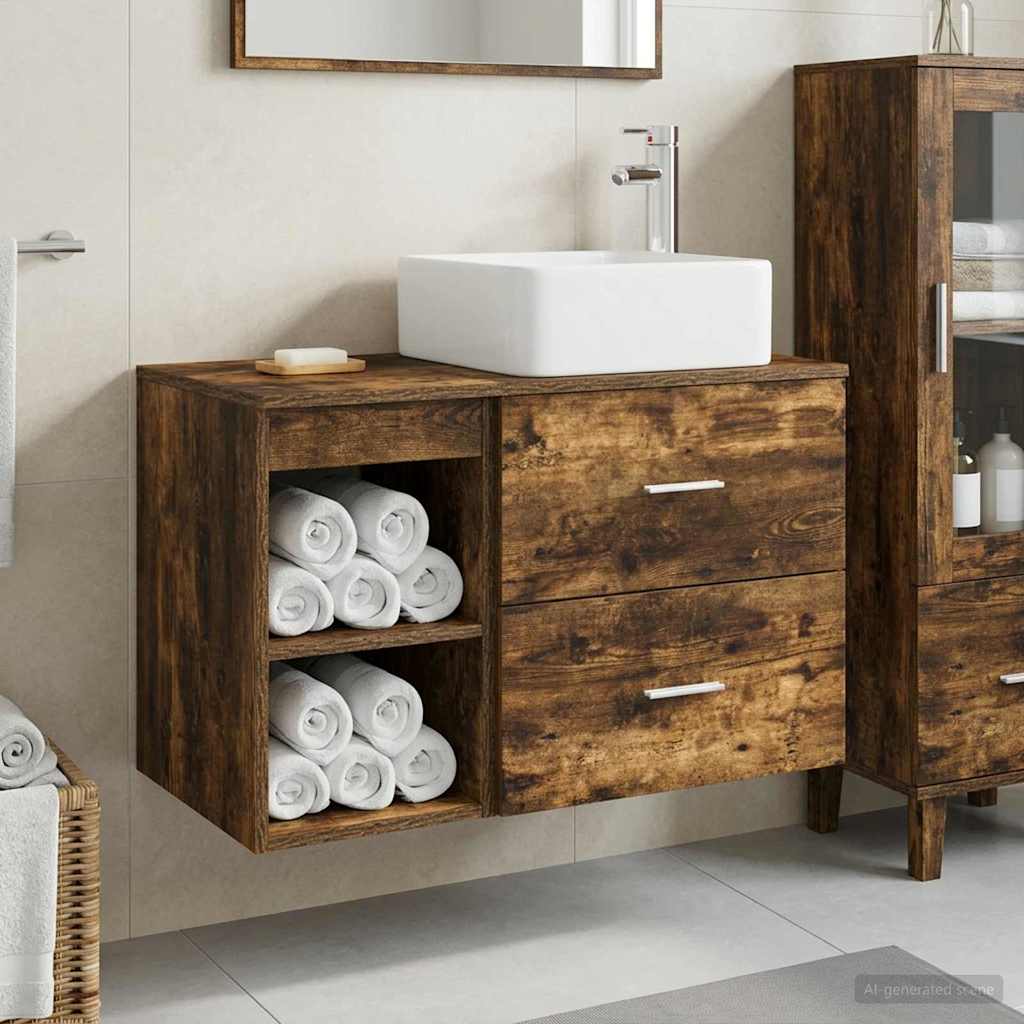 Badezimmermöbel-Set 2 Pcs Holzwerkstoff