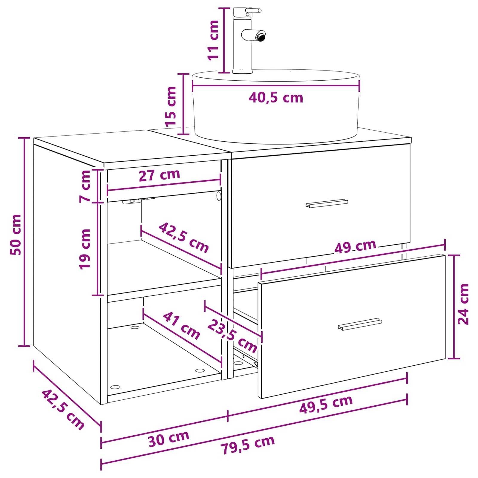 Badezimmermöbel-Set 2 Pcs Holzwerkstoff