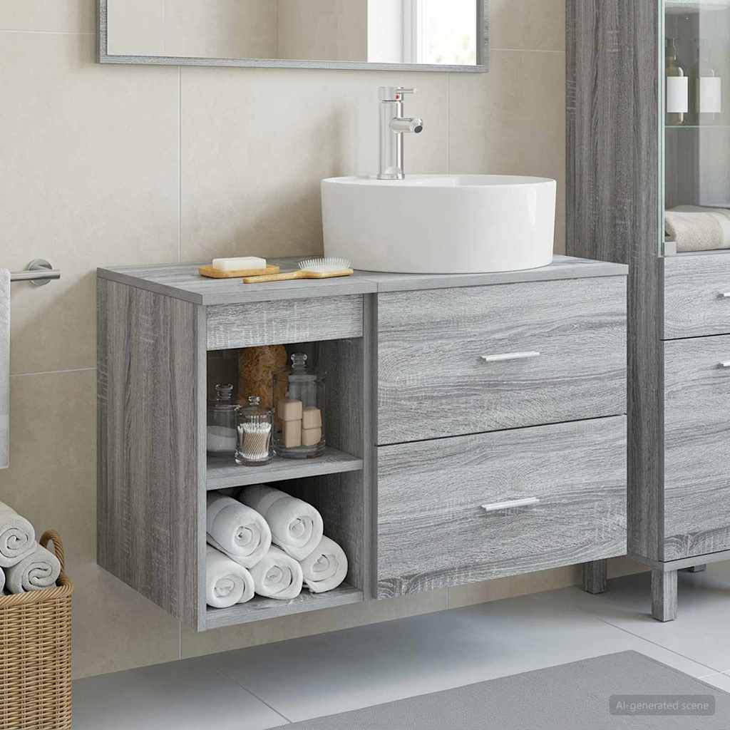 Badezimmermöbel-Set 2 Pcs Holzwerkstoff