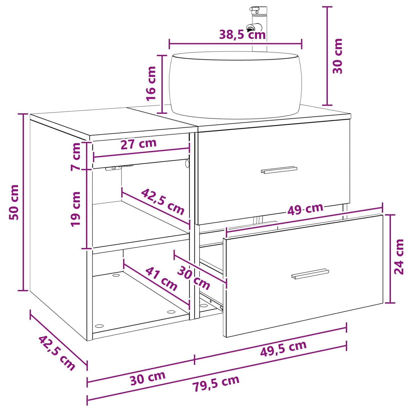 Badezimmermöbel-Set 2 Pcs Holzwerkstoff