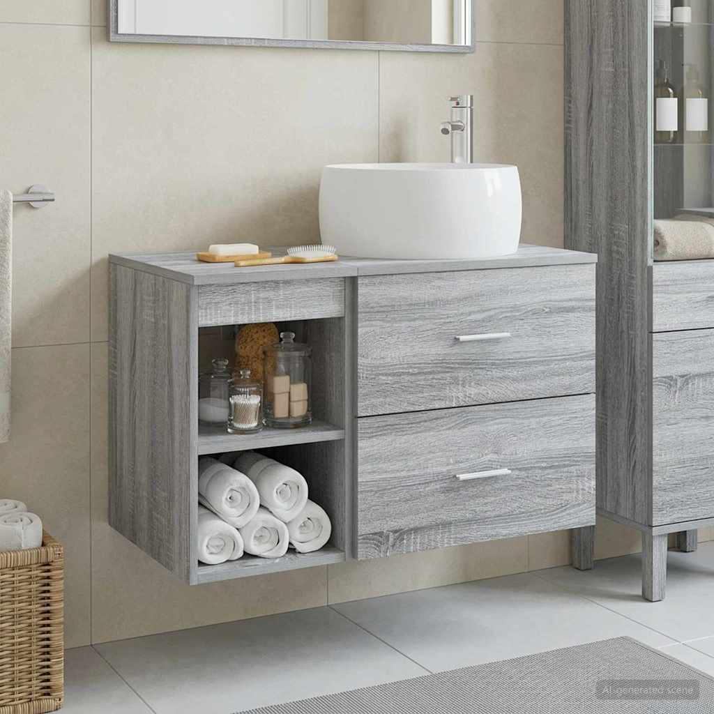Badezimmermöbel-Set 2 Pcs Holzwerkstoff