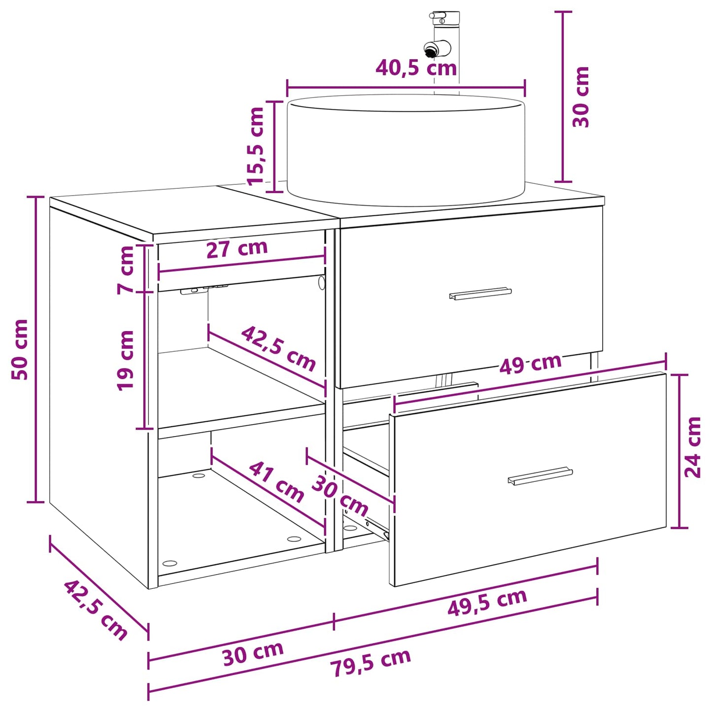 Badezimmermöbel-Set 2 Pcs Holzwerkstoff