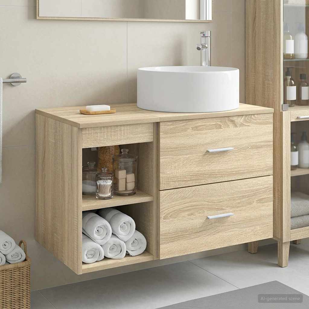 Badezimmermöbel-Set 2 Pcs Holzwerkstoff