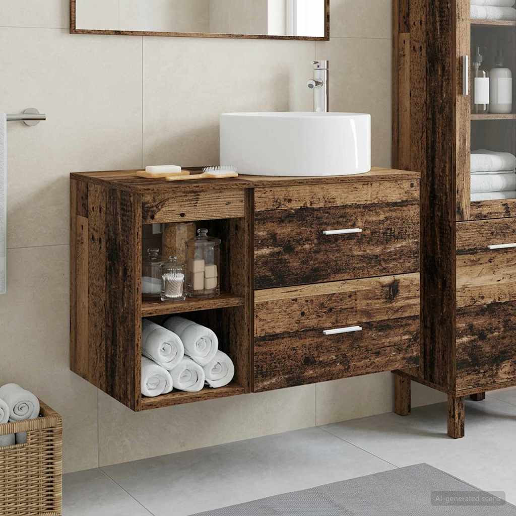 Badezimmermöbel-Set 2 Pcs Holzwerkstoff