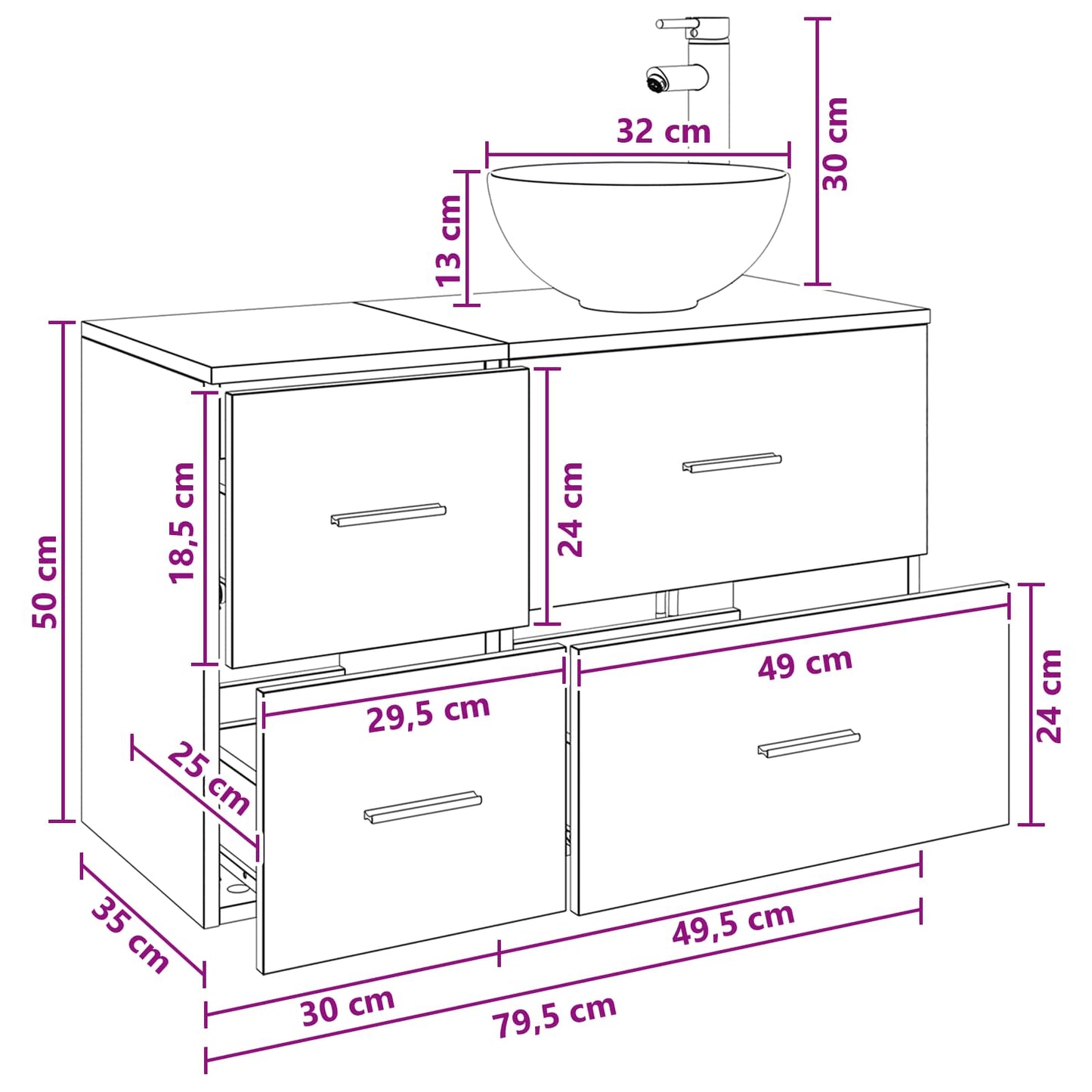 Badezimmermöbel-Set 2 Pcs Holzwerkstoff