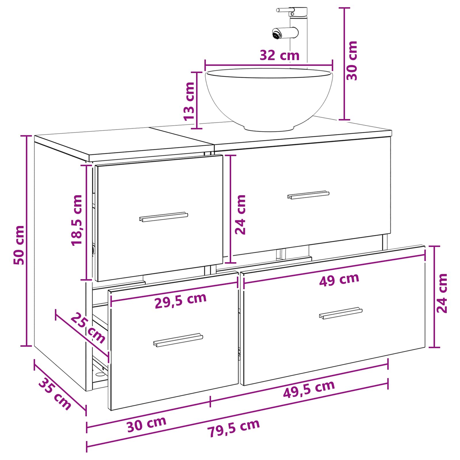 Badezimmermöbel-Set 2 Pcs Holzwerkstoff