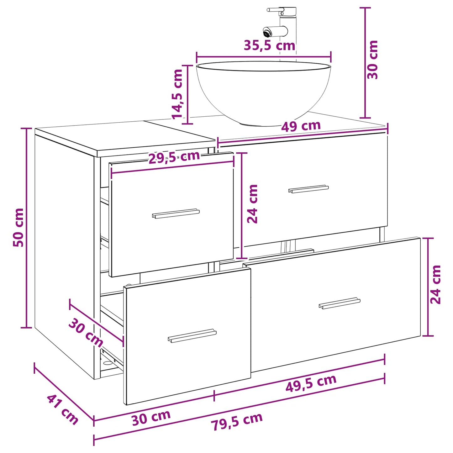 Badezimmermöbel-Set 2 Pcs Holzwerkstoff