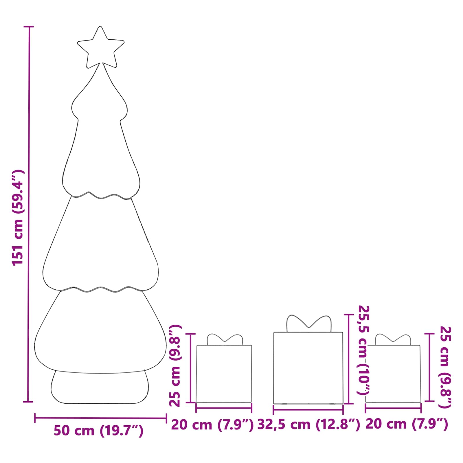 Beleuchteter Weihnachtsbaum Mit 3 Geschenkboxen 2D Warm Weiß