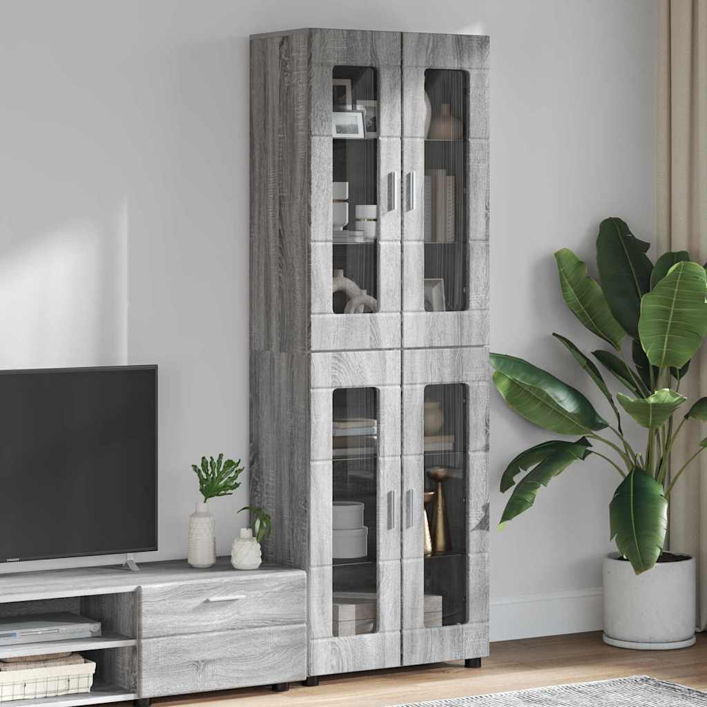 Tv-Schrankset Mit Tür Florin 3 Pcs Graues Sonoma Holzwerkstoff Grau Sonoma