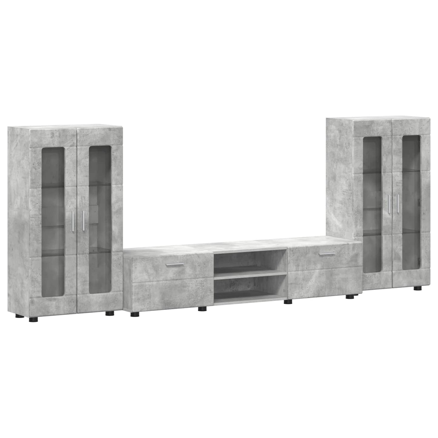 Tv-Schrankset Mit Regal Florin 3 Pcs Beton Grau Holzwerkstoff Betongrau